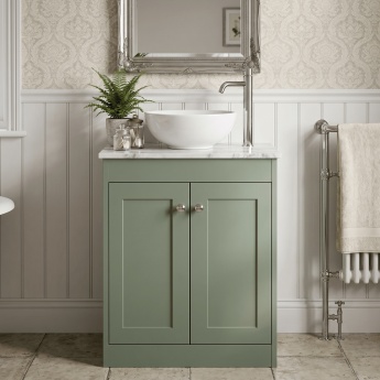 Old London Ashwick 600mm 2-Door Floor Standing Vanity Unit with Countertop | Product Image