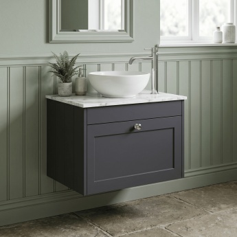 Old London Ashwick 600mm 1-Drawer Wall Hung Vanity Unit with Countertop | Product Image