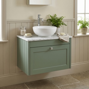 Old London Ashwick 600mm 1-Drawer Wall Hung Vanity Unit with Countertop | Product Image