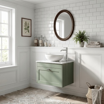 Old London Ashwick 600mm 1-Drawer Wall Hung Vanity Unit with Countertop | Product Image