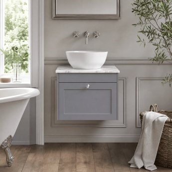 Old London Ashwick 600mm 1-Drawer Wall Hung Vanity Unit with Countertop | Product Image
