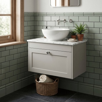 Old London Ashwick 600mm 1-Drawer Wall Hung Vanity Unit with Countertop | Product Image