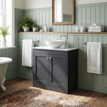 Old London Ashwick 800mm 2-Door Floor Standing Vanity Unit with Countertop | Product Image