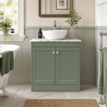 Old London Ashwick 800mm 2-Door Floor Standing Vanity Unit with Countertop | Product Image