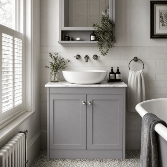 Old London Ashwick 800mm 2-Door Floor Standing Vanity Unit with Countertop | Product Image