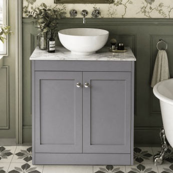 Old London Ashwick 800mm 2-Door Floor Standing Vanity Unit with Countertop | Product Image