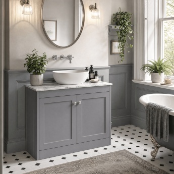 Old London Ashwick 800mm 2-Door Floor Standing Vanity Unit with Countertop | Product Image