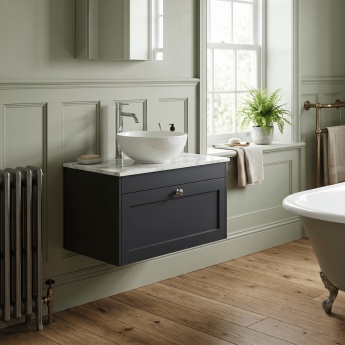 Old London Ashwick 800mm 1-Drawer Wall Hung Vanity Unit with Countertop | Product Image