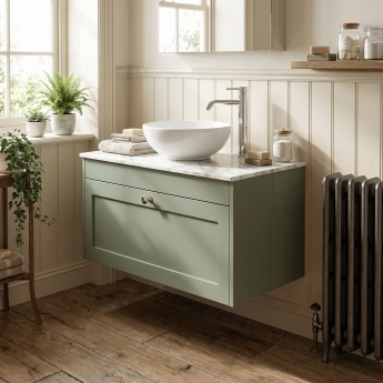 Old London Ashwick 800mm 1-Drawer Wall Hung Vanity Unit with Countertop | Product Image