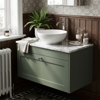 Old London Ashwick 800mm 1-Drawer Wall Hung Vanity Unit with Countertop | Product Image