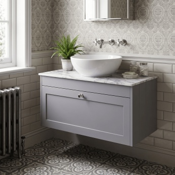 Old London Ashwick 800mm 1-Drawer Wall Hung Vanity Unit with Countertop | Product Image