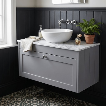 Old London Ashwick 800mm 1-Drawer Wall Hung Vanity Unit with Countertop | Product Image