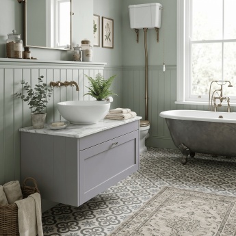Old London Ashwick 800mm 1-Drawer Wall Hung Vanity Unit with Countertop | Product Image