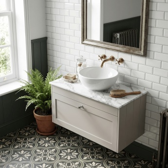 Old London Ashwick 800mm 1-Drawer Wall Hung Vanity Unit with Countertop | Product Image
