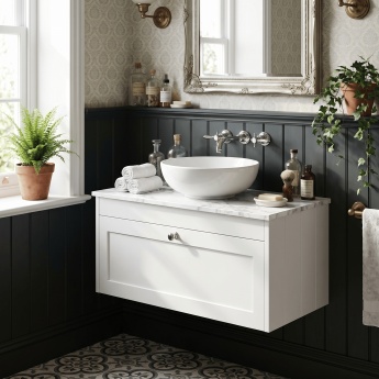 Old London Ashwick 800mm 1-Drawer Wall Hung Vanity Unit with Countertop | Product Image