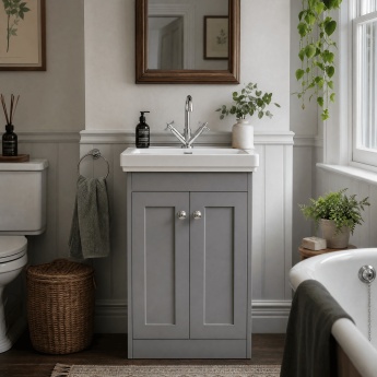 Old London Ashwick 500mm 2-Door Floor Standing Vanity Unit with Premium Fireclay Basin | Product Image