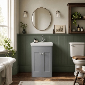 Old London Ashwick 500mm 2-Door Floor Standing Vanity Unit with Premium Fireclay Basin | Product Image