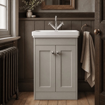 Old London Ashwick 500mm 2-Door Floor Standing Vanity Unit with Premium Fireclay Basin | Product Image