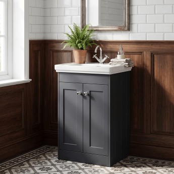 Old London Ashwick 500mm 2-Door Floor Standing Vanity Unit with Premium Fireclay Basin | Product Image