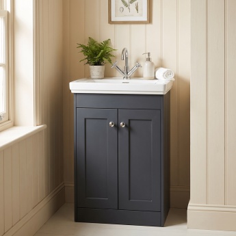 Old London Ashwick 500mm 2-Door Floor Standing Vanity Unit with Premium Fireclay Basin | Product Image