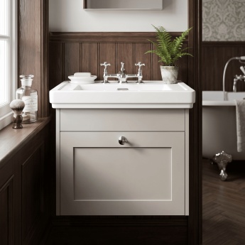 Old London Ashwick 500mm 1-Drawer Wall Hung Vanity Unit with Premium Fireclay Basin | Product Image
