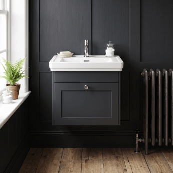 Old London Ashwick 500mm 1-Drawer Wall Hung Vanity Unit with Premium Fireclay Basin | Product Image