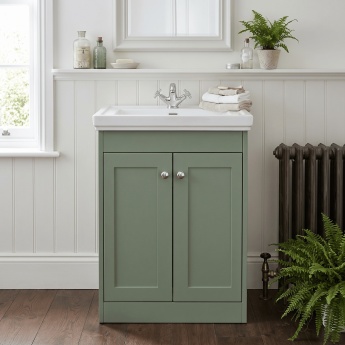 Old London Ashwick 600mm 2-Door Floor Standing Vanity Unit with Fireclay Basin | Product Image