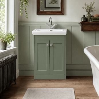 Old London Ashwick 600mm 2-Door Floor Standing Vanity Unit with Fireclay Basin | Product Image