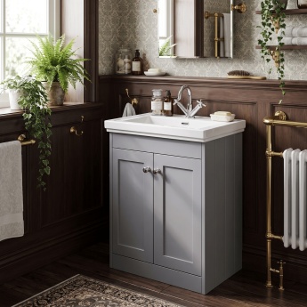 Old London Ashwick 600mm 2-Door Floor Standing Vanity Unit with Fireclay Basin | Product Image