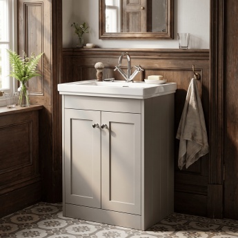 Old London Ashwick 600mm 2-Door Floor Standing Vanity Unit with Fireclay Basin | Product Image