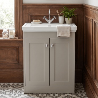 Old London Ashwick 600mm 2-Door Floor Standing Vanity Unit with Fireclay Basin | Product Image