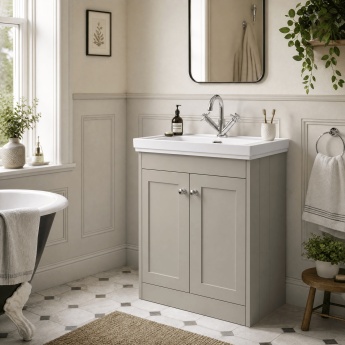 Old London Ashwick 600mm 2-Door Floor Standing Vanity Unit with Fireclay Basin | Product Image