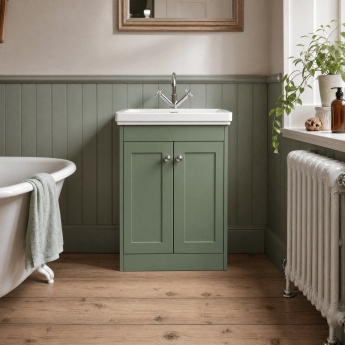 Old London Ashwick 600mm 2-Door Floor Standing Vanity Unit with Fireclay Basin | Product Image