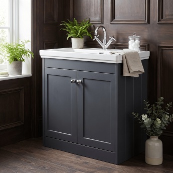Old London Ashwick 800mm 2-Door Floor Standing Vanity Unit with Fireclay Basin | Product Image