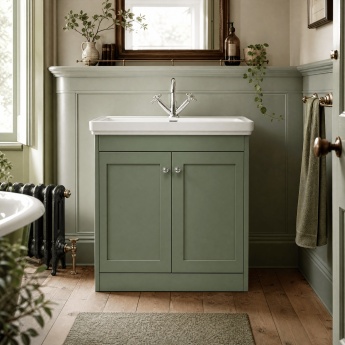 Old London Ashwick 800mm 2-Door Floor Standing Vanity Unit with Fireclay Basin | Product Image
