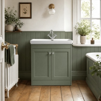 Old London Ashwick 800mm 2-Door Floor Standing Vanity Unit with Fireclay Basin | Product Image