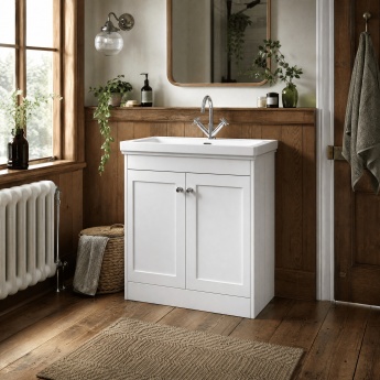 Old London Ashwick 800mm 2-Door Floor Standing Vanity Unit with Fireclay Basin | Product Image