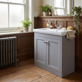 Old London Ashwick 800mm 2-Door Floor Standing Vanity Unit with Fireclay Basin | Product Image