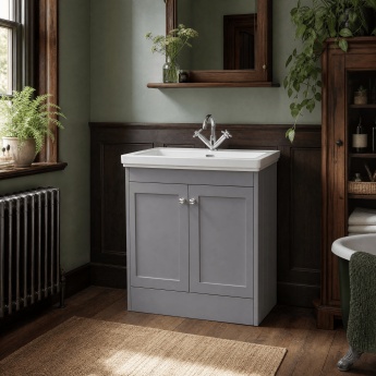 Old London Ashwick 800mm 2-Door Floor Standing Vanity Unit with Fireclay Basin | Product Image