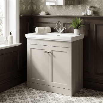Old London Ashwick 800mm 2-Door Floor Standing Vanity Unit with Fireclay Basin | Product Image