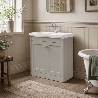 Old London Ashwick 800mm 2-Door Floor Standing Vanity Unit with Fireclay Basin | Product Image