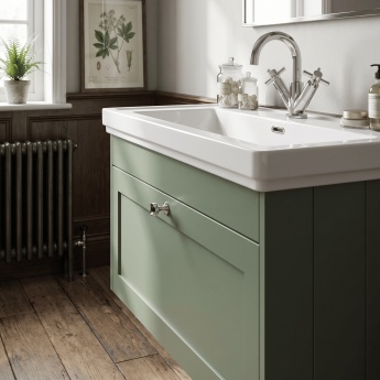 Old London Ashwick 800mm 1-Drawer Wall Hung Vanity Unit with Fireclay Basin | Product Image