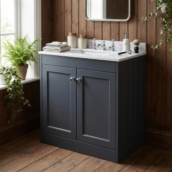 Old London Ashwick 600mm 2-Door Floor Standing Vanity Unit with Marble Top Basin | Product Image