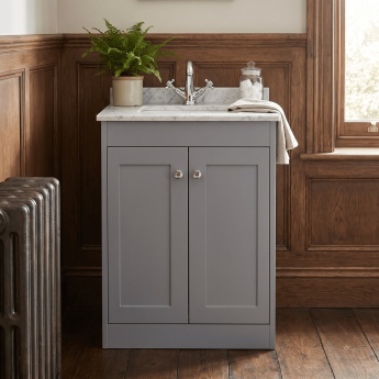 Old London Ashwick 600mm 2-Door Floor Standing Vanity Unit with Marble Top Basin | Product Image