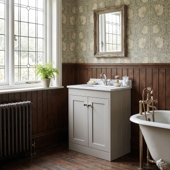 Old London Ashwick 600mm 2-Door Floor Standing Vanity Unit with Marble Top Basin | Product Image