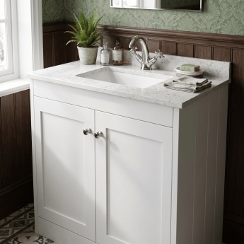 Old London Ashwick 800mm 2-Door Floor Standing Vanity Unit with Marble Top Basin | Product Image