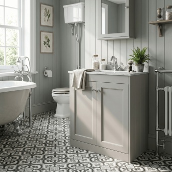 Old London Ashwick 800mm 2-Door Floor Standing Vanity Unit with Marble Top Basin | Product Image