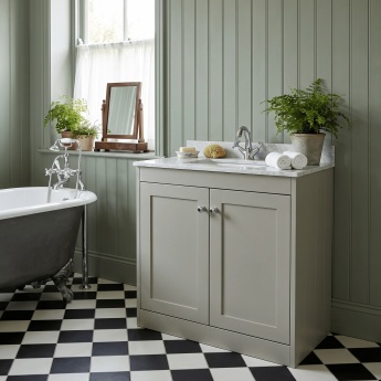 Old London Ashwick 800mm 2-Door Floor Standing Vanity Unit with Marble Top Basin | Product Image