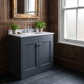 Old London Ashwick 800mm 2-Door Floor Standing Vanity Unit with Marble Top Basin | Product Image