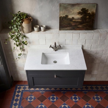 Old London Ashwick 800mm 1-Drawer Wall Hung Vanity Unit with Marble Top Basin | Product Image